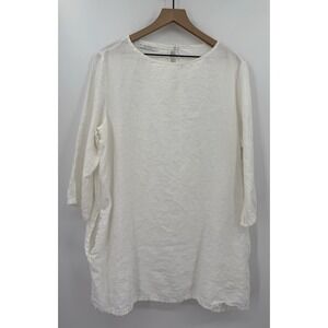 Bryn Walker Dress Womens Large Beige Minimalist Lagenlook Short Pockets Made USA